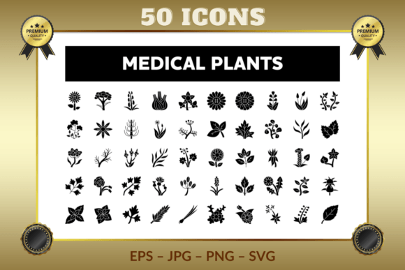 Medical Plants Glyph Icons for Graphic Design