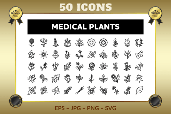 Medical Plants Outline Icons: Graphics and Icons for Local Branding